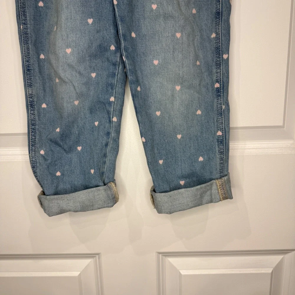 OshKosh Bgosh Girls Heart Print Denim Overalls Size 5T‎ Jumpsuit
